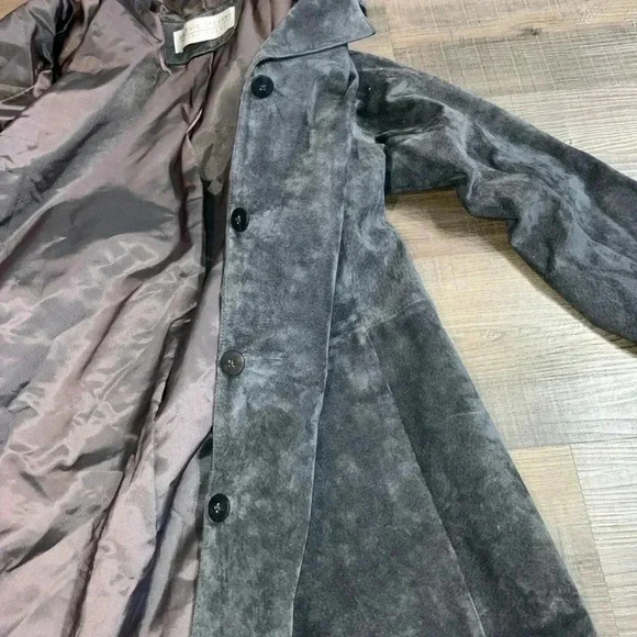 Valerie Steven’s 3/4 Length Dark Gray Suede Leather Coat Women’s Sz XL - Picture 5 of 8